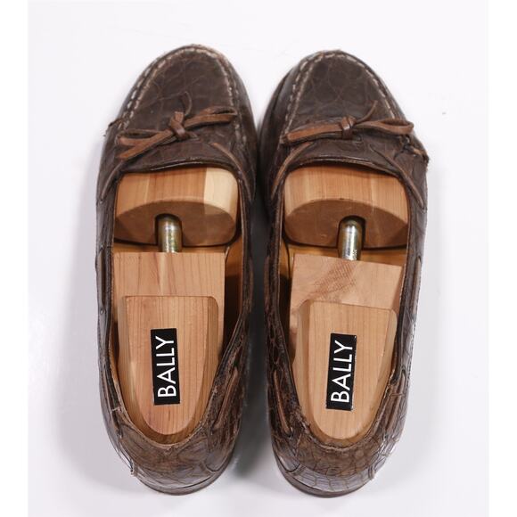 Polo Ralph Lauren Brown Crocodile Alligator Leather Bow Loafers Mens 7.5 main image 9